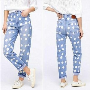 J. Crew Point Sur Boyfriend Jean with Bleached-out Polka Dots